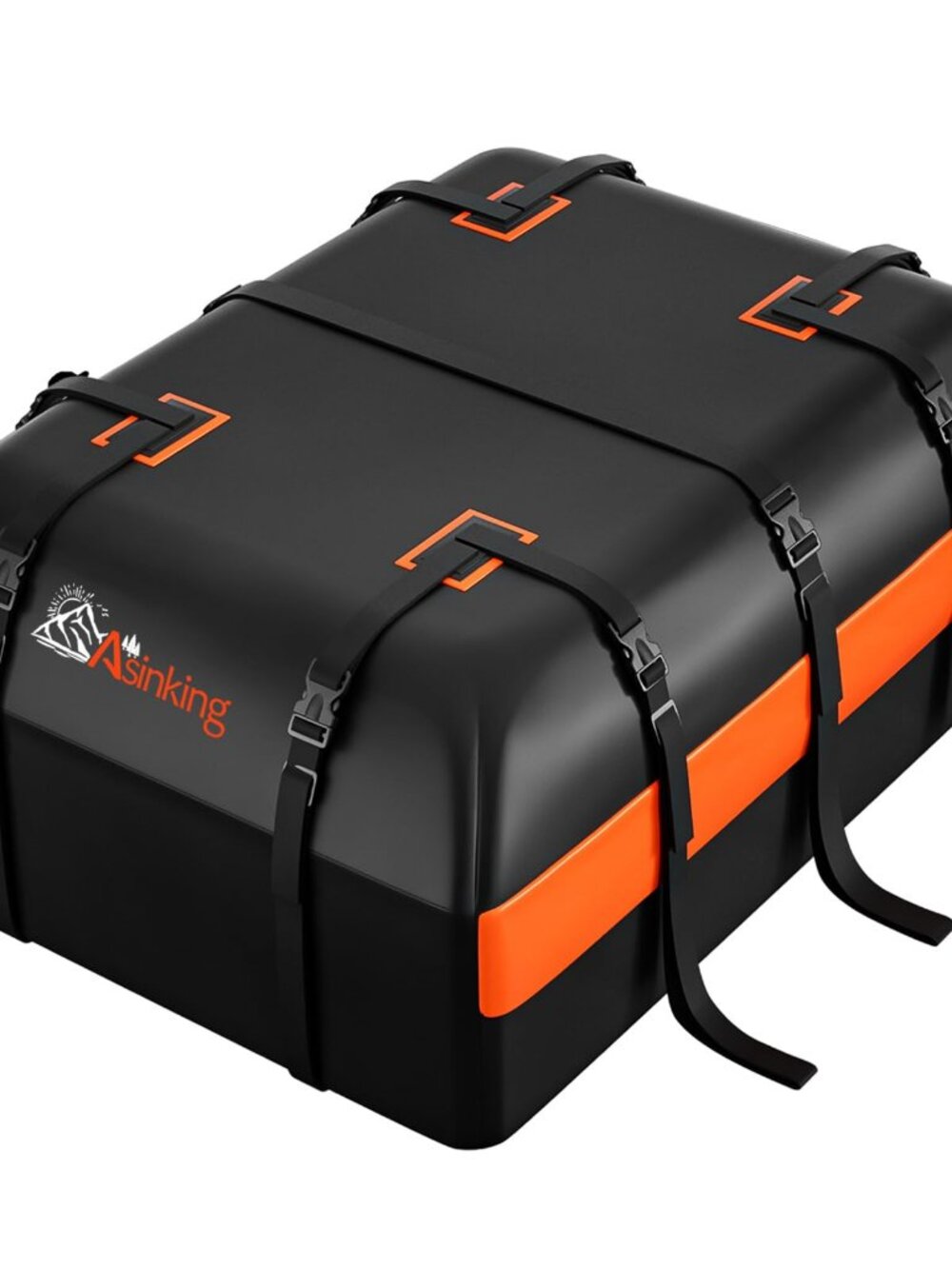 Car Rooftop Cargo Carrier Bag, 15 Cubic Feet, Universal Fit, Black Orange